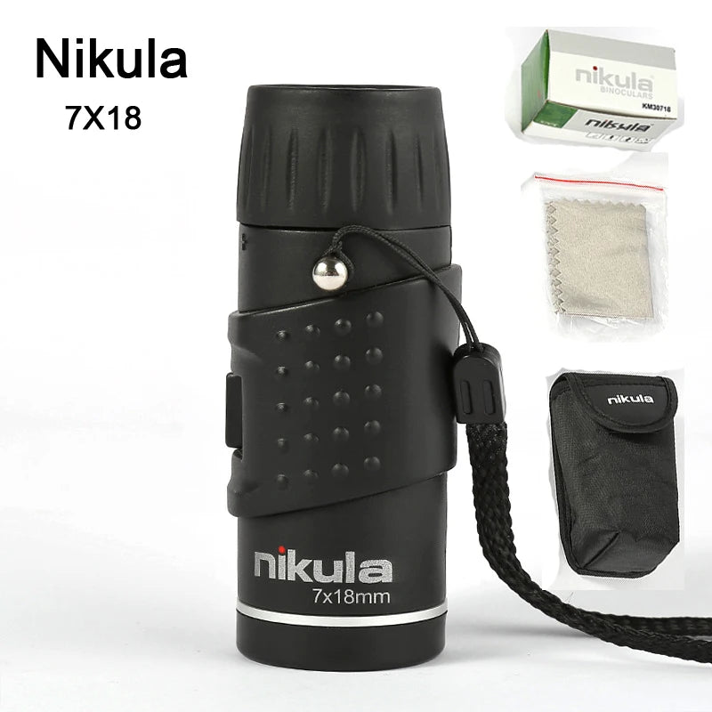 Nikula HD Mini Monocular Telescope 7X18 Fully Coated Optics Bak4 Pocket Concert Spotting Scope Long Range for Hunting Camping